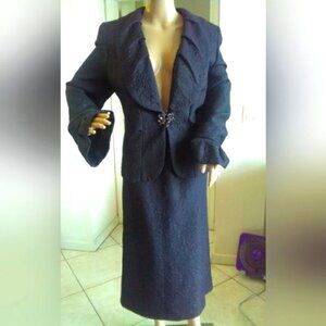BNWOT ELEGANT BLACK SKIRT SUIT BY ELIZEH  PARIS  SZ. 14  STUNNING CLASSY RICH LK